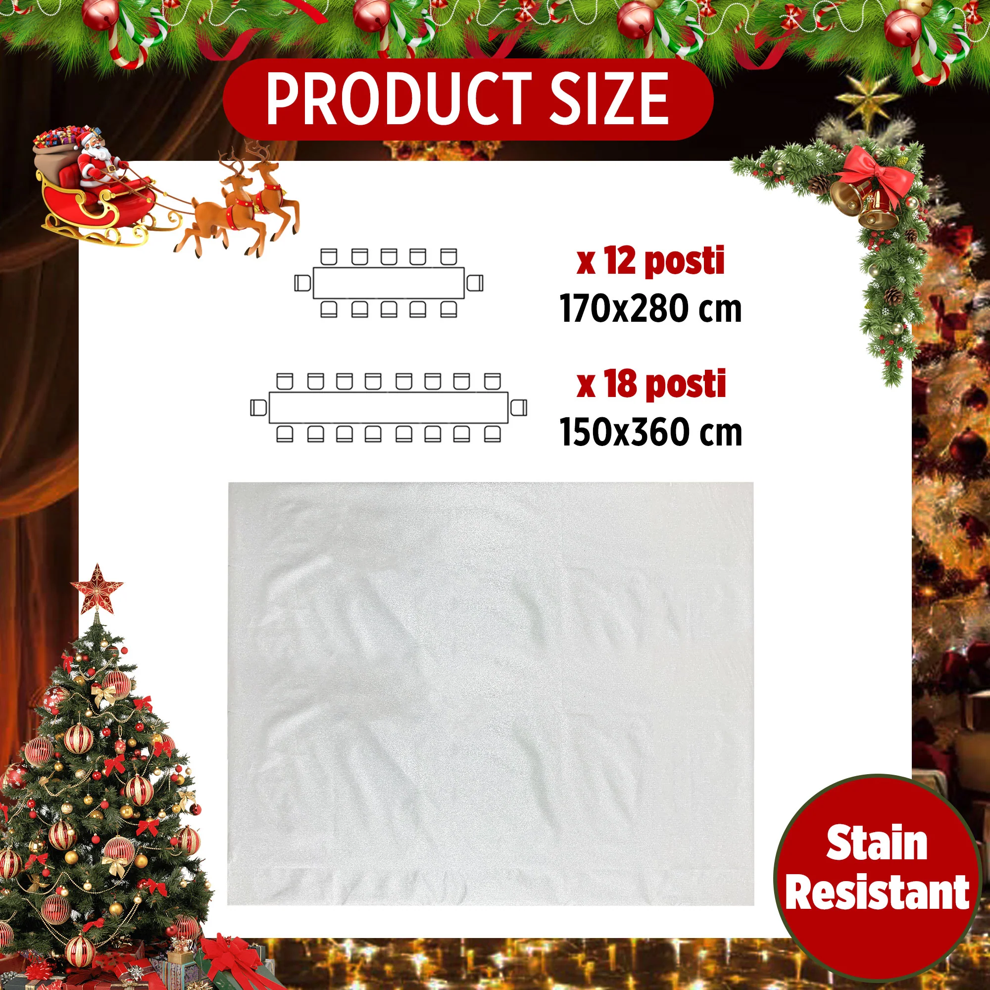 Tovaglia Natalizia Maestri Cotonieri glitter lurex Gold 18 posti 6482 - immagine 5