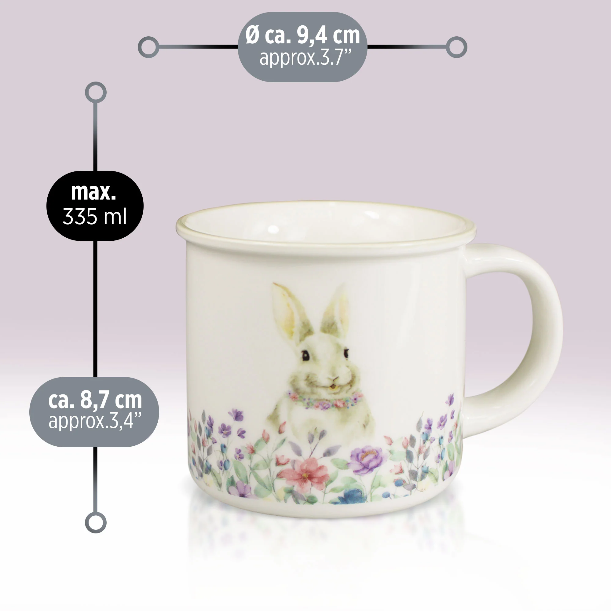 Tazza pasquale Nuvole di Stoffa Mug in porcellana Decoro Pasqua Bunny 335ml 6643 - immagine 6