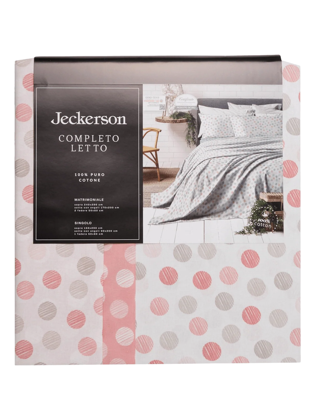 Set Lenzuola letto matrimoniale Jeckerson fantasia a pois - immagine 2