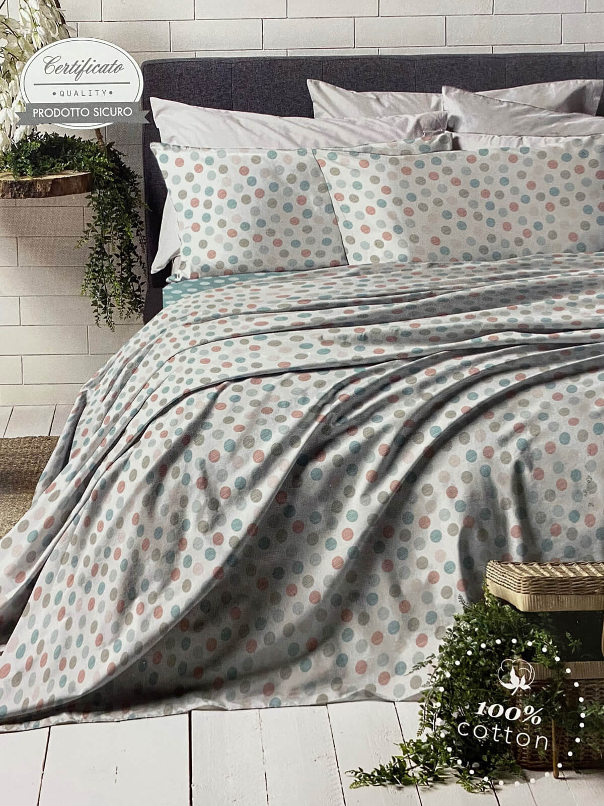 Set Lenzuola letto matrimoniale Jeckerson fantasia a pois - immagine 4